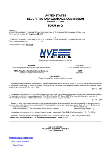 Thumbnail NVE Corporation
 10-Q Quarterly Report FY2012 