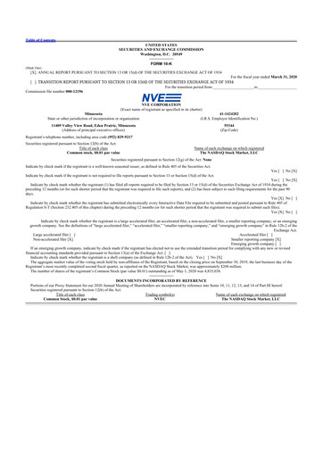 Thumbnail NVE Corporation
 10-K Annual Report 2020