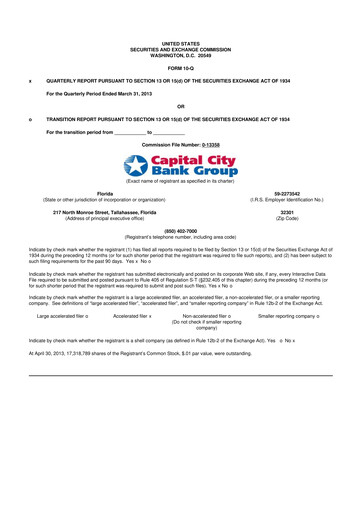 Thumbnail Capital City Bank Group
 10-Q Quarterly Report FY2013 