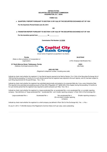 Thumbnail Capital City Bank Group
 10-Q Quarterly Report FY2014 