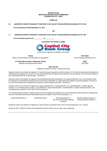 Thumbnail Capital City Bank Group
 10-Q Quarterly Report FY2017 