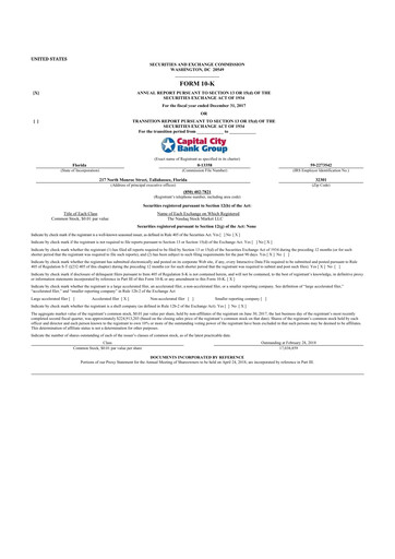 Thumbnail Capital City Bank Group
 10-K Annual Report 