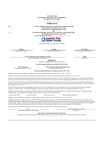 Thumbnail Capital City Bank Group
 10-K Annual Report 2018