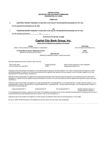 Thumbnail Capital City Bank Group
 10-Q Quarterly Report FY2020 