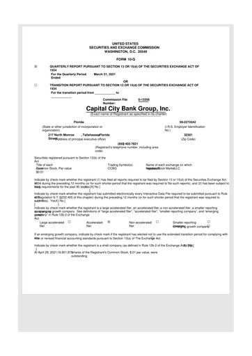 Thumbnail Capital City Bank Group
 10-Q Quarterly Report FY2021 