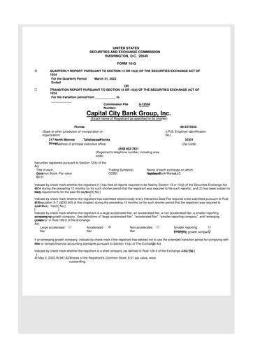 Thumbnail Capital City Bank Group
 10-Q Quarterly Report FY2022 
