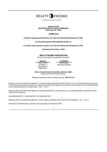 Vorschaubild Realty Income 10-Q Quartalsbericht  