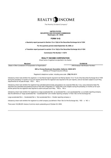 Vorschaubild Realty Income 10-Q Quartalsbericht  