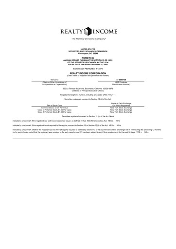 Thumbnail Realty Income 10-K Annual Report 