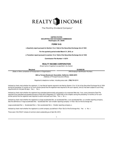 Vorschaubild Realty Income 10-Q Quartalsbericht  