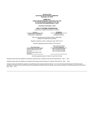 Thumbnail Realty Income 10-K Annual Report 