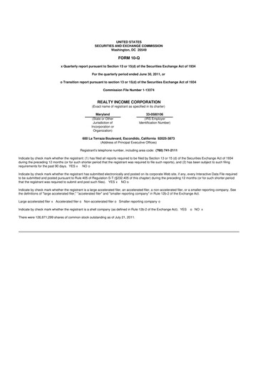 Vorschaubild Realty Income 10-Q Quartalsbericht 2011 