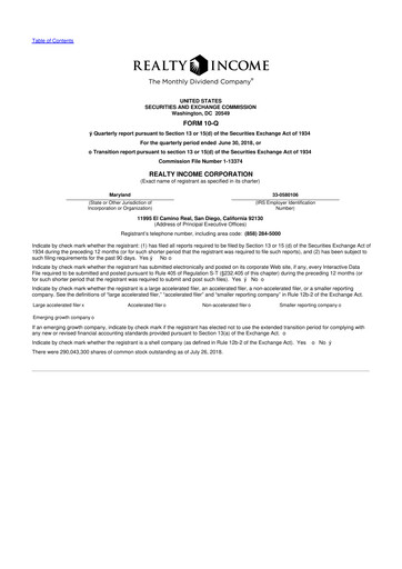 Vorschaubild Realty Income 10-Q Quartalsbericht 2018 