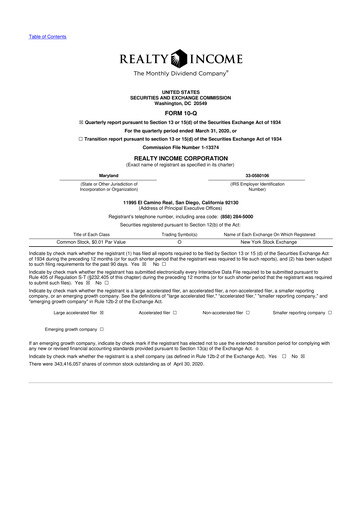 Vorschaubild Realty Income 10-Q Quartalsbericht 2020 