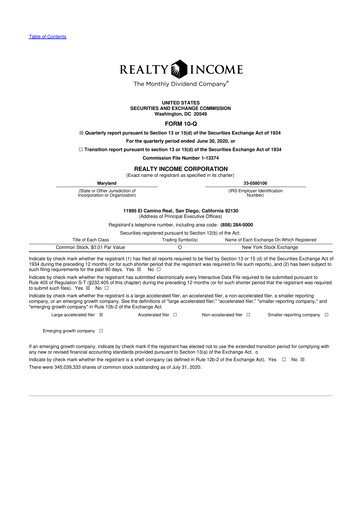 Vorschaubild Realty Income 10-Q Quartalsbericht 2020 