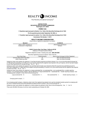 Vorschaubild Realty Income 10-Q Quartalsbericht 2020 