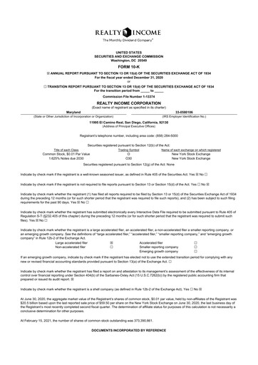 Thumbnail Realty Income 10-K Annual Report 2020