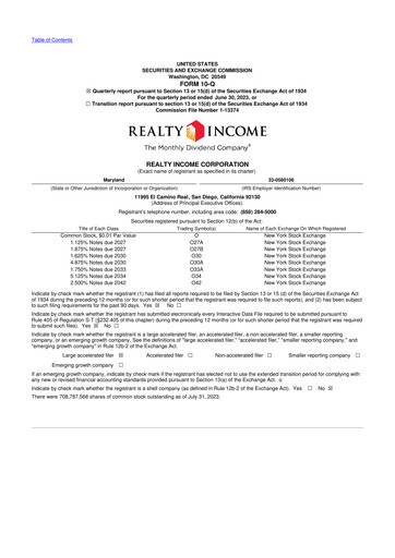 Vorschaubild Realty Income 10-Q Quartalsbericht 2023 