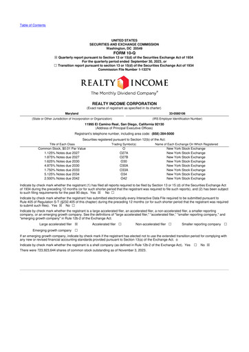 Vorschaubild Realty Income 10-Q Quartalsbericht 2023 