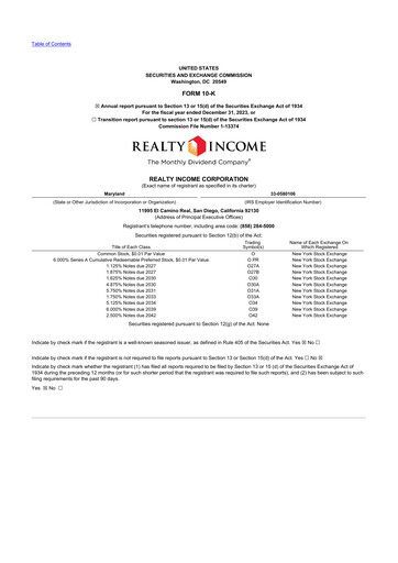 Thumbnail Realty Income 10-K Annual Report 2023