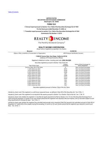 Thumbnail Realty Income 10-K Annual Report 2024