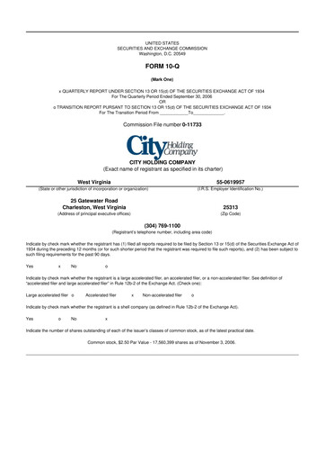 Thumbnail City Holding Company 10-Q Quarterly Report FY 