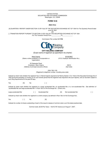 Thumbnail City Holding Company 10-Q Quarterly Report FY 