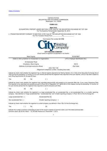 Thumbnail City Holding Company 10-Q Quarterly Report FY2013 