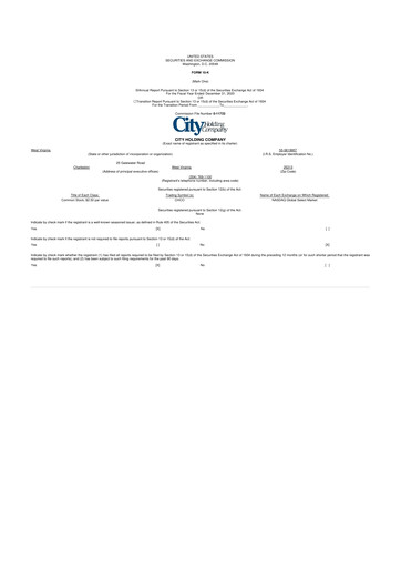 Thumbnail City Holding Company 10-K Annual Report 2020
