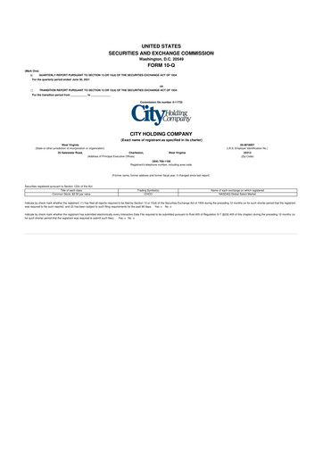 Thumbnail City Holding Company 10-Q Quarterly Report FY2021 