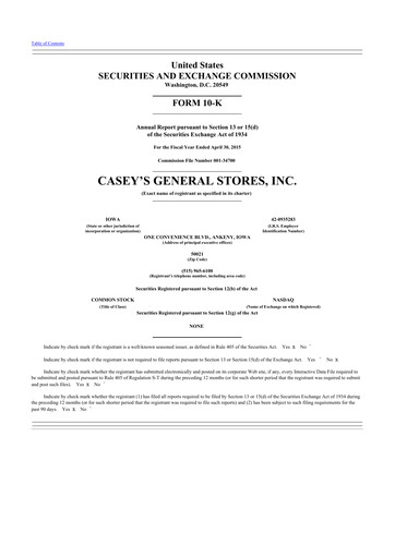 Thumbnail Casey's General Stores
 10-K Annual Report 2015