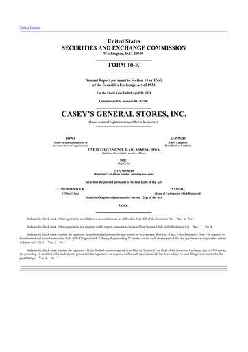 Thumbnail Casey's General Stores
 10-K Annual Report 2018