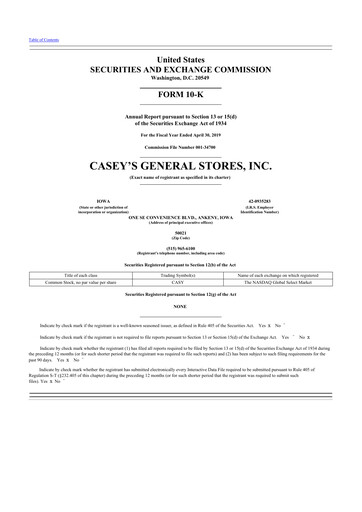 Thumbnail Casey's General Stores
 10-K Annual Report 2019