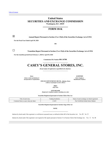 Thumbnail Casey's General Stores
 10-K Annual Report 2020