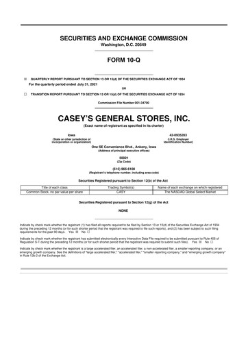 Thumbnail Casey's General Stores
 10-Q Quarterly Report FY2022 