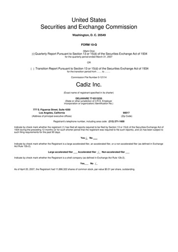 Thumbnail Cadiz Inc. 10-Q Quarterly Report FY 