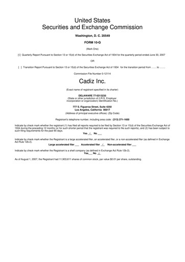 Thumbnail Cadiz Inc. 10-Q Quarterly Report FY 