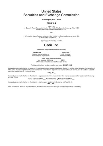 Thumbnail Cadiz Inc. 10-Q Quarterly Report FY 