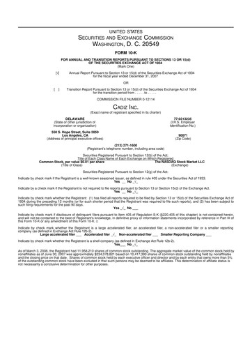 Thumbnail Cadiz Inc. 10-K Annual Report 