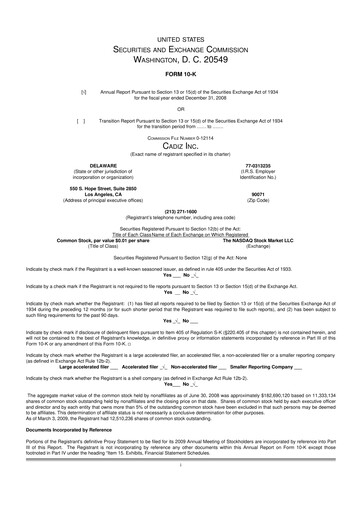 Thumbnail Cadiz Inc. 10-K Annual Report 