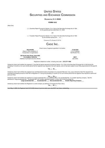 Thumbnail Cadiz Inc. 10-Q Quarterly Report FY 