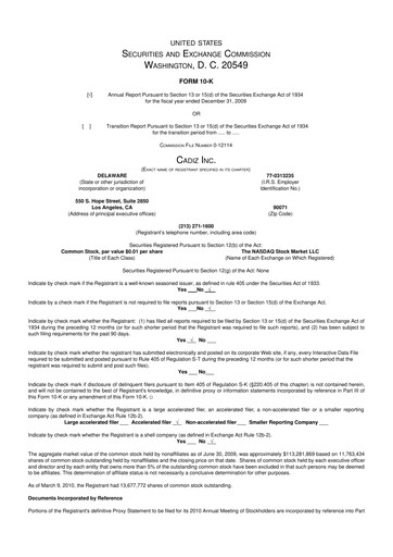 Thumbnail Cadiz Inc. 10-K Annual Report 