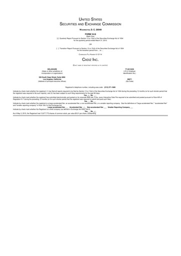 Thumbnail Cadiz Inc. 10-Q Quarterly Report FY 