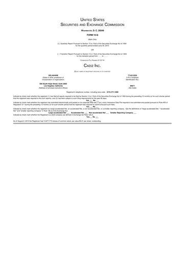 Thumbnail Cadiz Inc. 10-Q Quarterly Report FY 