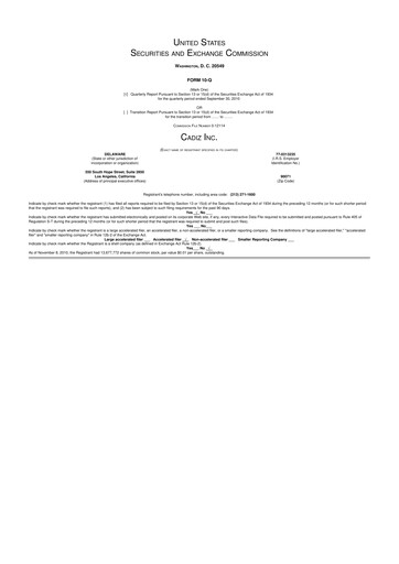 Thumbnail Cadiz Inc. 10-Q Quarterly Report FY 