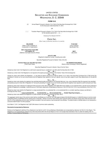 Thumbnail Cadiz Inc. 10-K Annual Report 