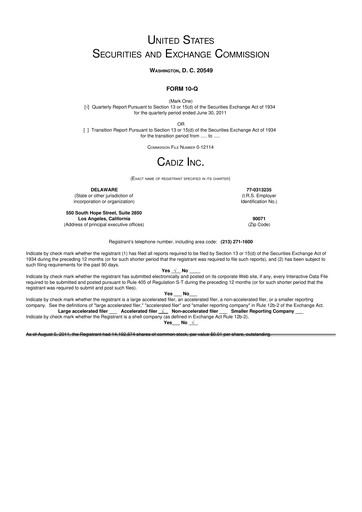 Thumbnail Cadiz Inc. 10-Q Quarterly Report FY2011 