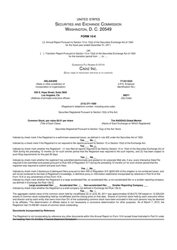 Thumbnail Cadiz Inc. 10-K Annual Report 2011