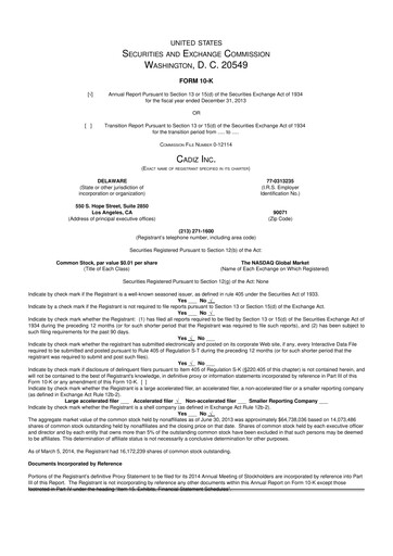 Thumbnail Cadiz Inc. 10-K Annual Report 2013