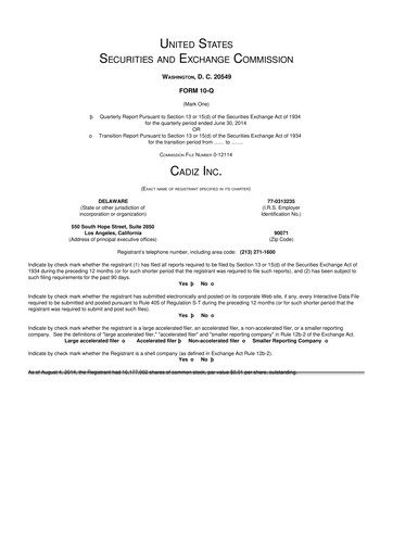 Thumbnail Cadiz Inc. 10-Q Quarterly Report FY2014 